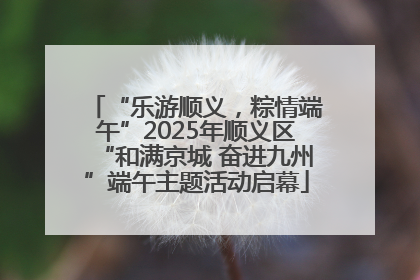“乐游顺义，粽情端午”2025年顺义区“和满京城 奋进九州”端午主题活动启幕