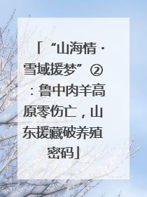 “山海情・雪域援梦”②：鲁中肉羊高原零伤亡，山东援藏破养殖密码