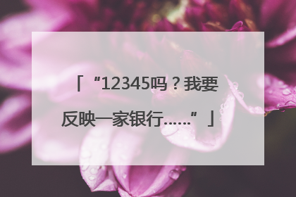 “12345吗？我要反映一家银行……”