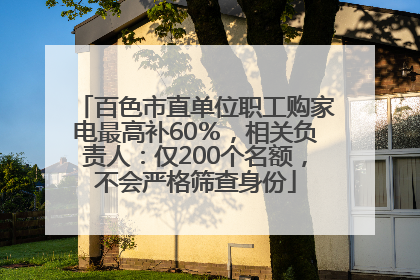 百色市直单位职工购家电最高补60％，相关负责人：仅200个名额，不会严格筛查身份