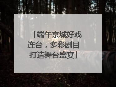 端午京城好戏连台，多彩剧目打造舞台盛宴