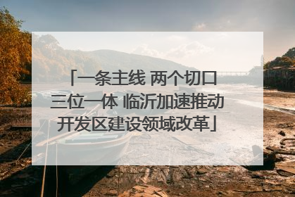 一条主线 两个切口 三位一体 临沂加速推动开发区建设领域改革