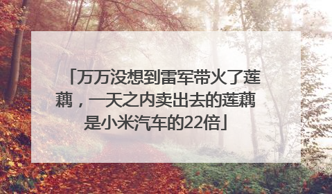 万万没想到雷军带火了莲藕，一天之内卖出去的莲藕是小米汽车的22倍
