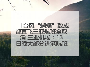 台风“蝴蝶”致成都直飞三亚航班全取消 三亚机场：13日晚大部分进港航班还未取消