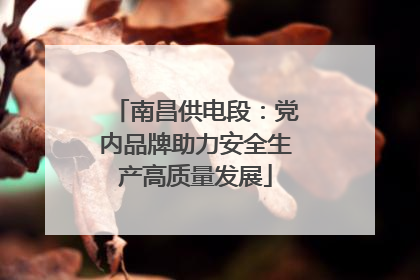 南昌供电段：党内品牌助力安全生产高质量发展