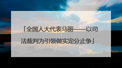 全国人大代表马丽——以司法裁判为引领做实定分止争