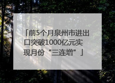 前5个月泉州市进出口突破1000亿元实现月份“三连增”