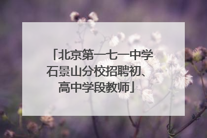 北京第一七一中学石景山分校招聘初、高中学段教师