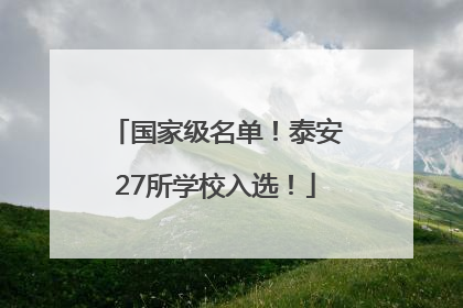 国家级名单！泰安27所学校入选！