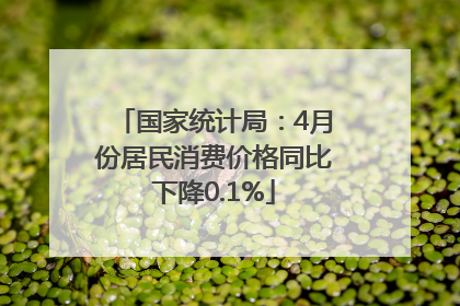 国家统计局：4月份居民消费价格同比下降0.1%
