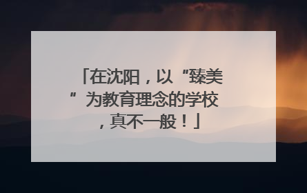 在沈阳，以“臻美”为教育理念的学校，真不一般！