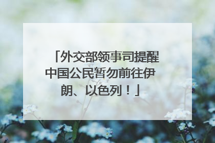 外交部领事司提醒中国公民暂勿前往伊朗、以色列！