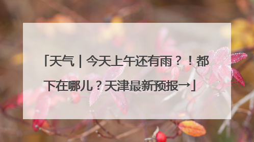 天气｜今天上午还有雨？！都下在哪儿？天津最新预报→