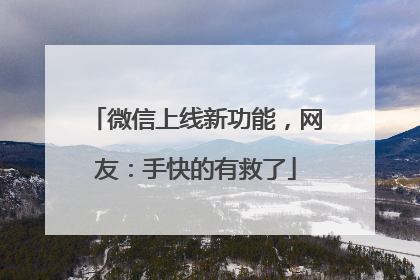 微信上线新功能，网友：手快的有救了