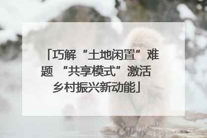 巧解“土地闲置”难题 “共享模式”激活乡村振兴新动能
