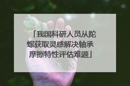 我国科研人员从陀螺获取灵感解决轴承摩擦特性评估难题