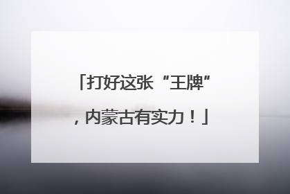 打好这张“王牌”，内蒙古有实力！