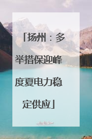 扬州：多举措保迎峰度夏电力稳定供应