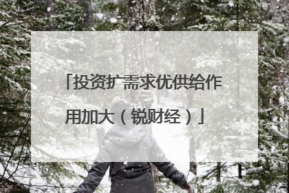 投资扩需求优供给作用加大（锐财经）