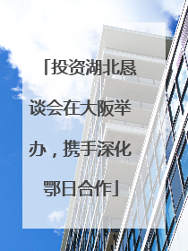 投资湖北恳谈会在大阪举办，携手深化鄂日合作