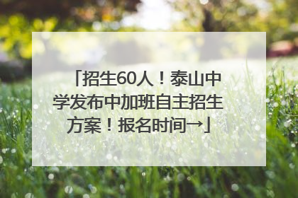 招生60人！泰山中学发布中加班自主招生方案！报名时间→