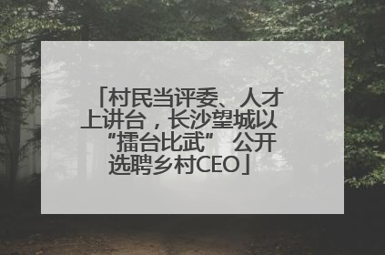村民当评委、人才上讲台，长沙望城以“擂台比武” 公开选聘乡村CEO