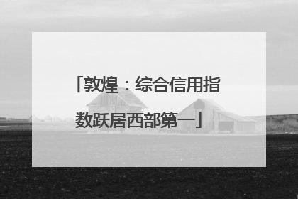 敦煌：综合信用指数跃居西部第一