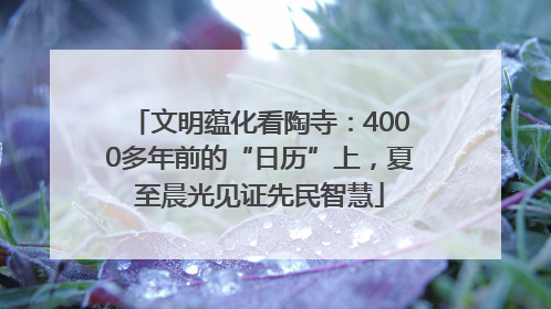 文明蕴化看陶寺：4000多年前的“日历”上，夏至晨光见证先民智慧