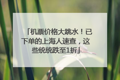 机票价格大跳水！已下单的上海人速查，这些统统跌至1折