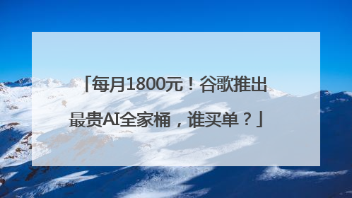 每月1800元！谷歌推出最贵AI全家桶，谁买单？