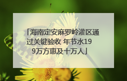 海南定安麻罗岭灌区通过关键验收 年节水199万方惠及十万人