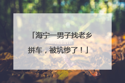 海宁一男子找老乡拼车，被坑惨了！