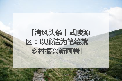 清风头条｜武陵源区：以廉洁为笔绘就乡村振兴新画卷
