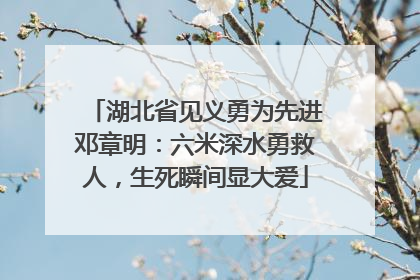 湖北省见义勇为先进邓章明：六米深水勇救人，生死瞬间显大爱