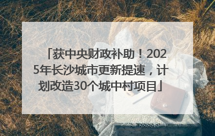 获中央财政补助！2025年长沙城市更新提速，计划改造30个城中村项目