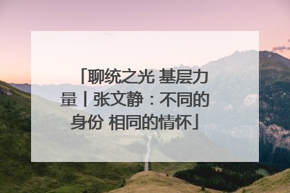聊统之光 基层力量丨张文静：不同的身份 相同的情怀