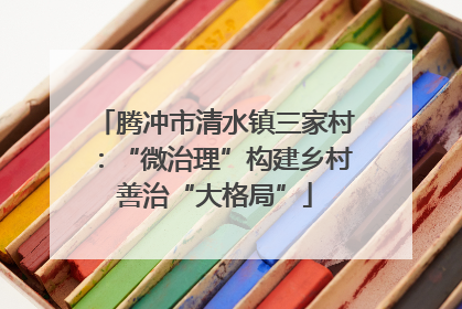 腾冲市清水镇三家村：“微治理”构建乡村善治“大格局”