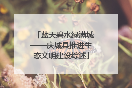 蓝天碧水绿满城——庆城县推进生态文明建设综述