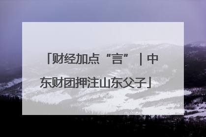 财经加点“言”｜中东财团押注山东父子