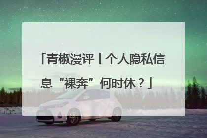 青椒漫评丨个人隐私信息“裸奔”何时休？