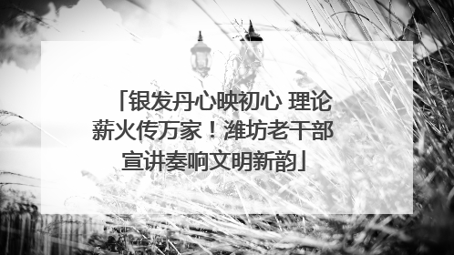 银发丹心映初心 理论薪火传万家！潍坊老干部宣讲奏响文明新韵