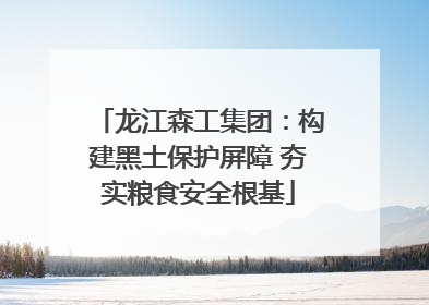 龙江森工集团：构建黑土保护屏障 夯实粮食安全根基