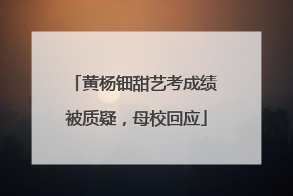 黄杨钿甜艺考成绩被质疑，母校回应