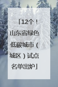 12个！山东省绿色低碳城市（城区）试点名单出炉